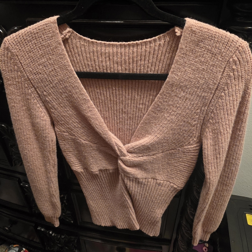 SHEIN Blush V-Neck Knitted Sweater